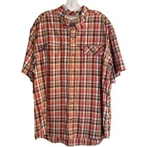 Duck Camp Men’s 2X Plaid Short Sleeve Outdoor Shirt Nylon Stretch Performance